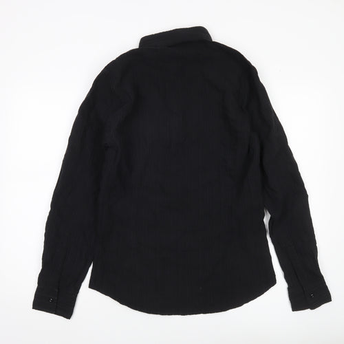 TIPO'S Men's Black Slim Fit Long Sleeve Button-Up Shirt XL