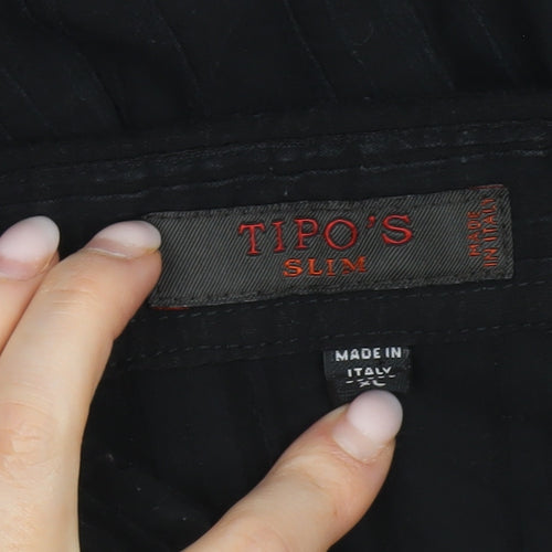 TIPO'S Men's Black Slim Fit Long Sleeve Button-Up Shirt XL