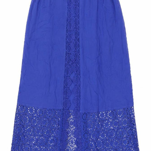 Solitaire Swim Women’s Blue Crochet Lace Midi Skirt Size M Bohemian Rayon