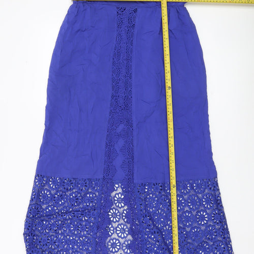 Solitaire Swim Women’s Blue Crochet Lace Midi Skirt Size M Bohemian Rayon