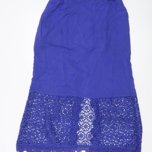 Solitaire Swim Women’s Blue Crochet Lace Midi Skirt Size M Bohemian Rayon