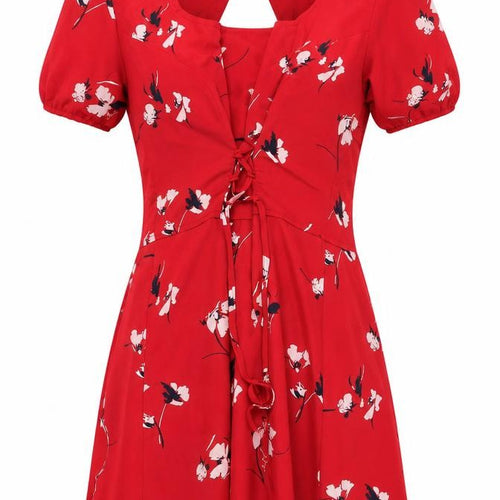 Abercrombie & Fitch Women’s Red Floral XS A-Line Short Sleeve Dress