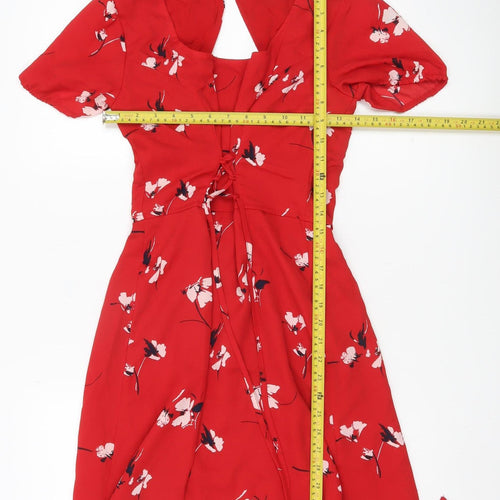 Abercrombie & Fitch Women’s Red Floral XS A-Line Short Sleeve Dress