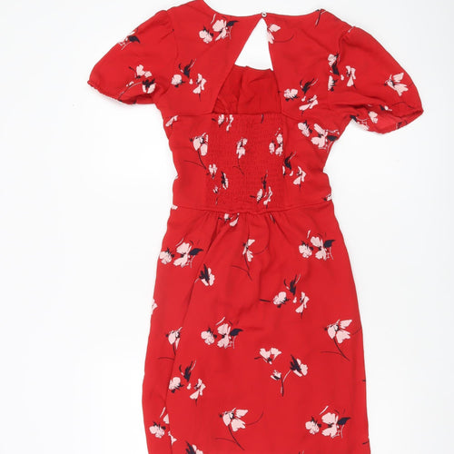 Abercrombie & Fitch Women’s Red Floral XS A-Line Short Sleeve Dress