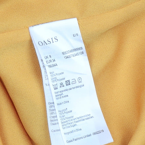 Oasis Women’s Yellow Ruffle Asymmetric Sheath Dress UK 8