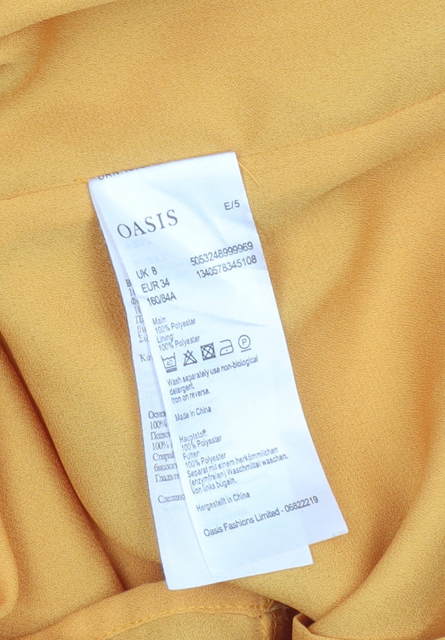 Oasis Women’s Yellow Ruffle Asymmetric Sheath Dress UK 8