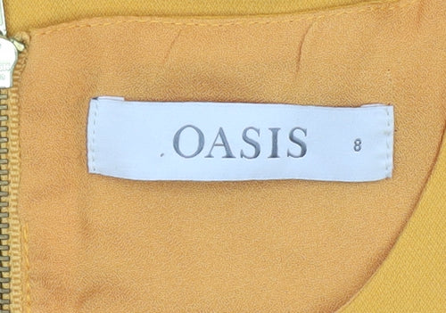 Oasis Women’s Yellow Ruffle Asymmetric Sheath Dress UK 8