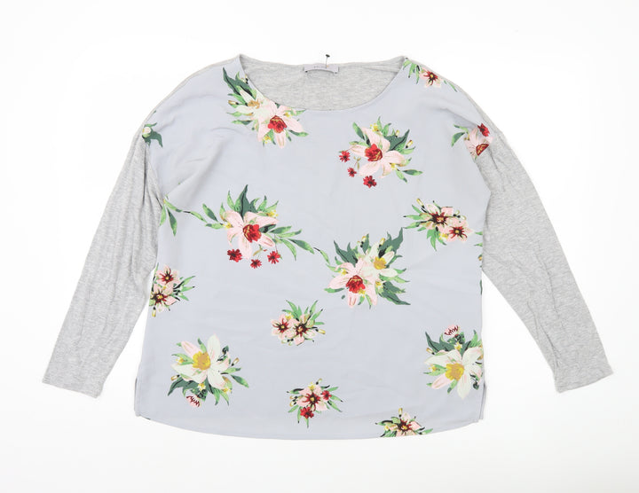 Marks and Spencer Women’s Grey Floral Blouse UK 14 Long Sleeve Tunic