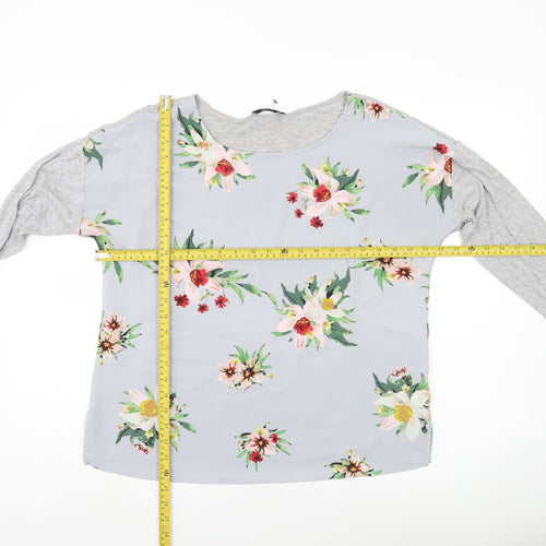Marks and Spencer Women’s Grey Floral Blouse UK 14 Long Sleeve Tunic