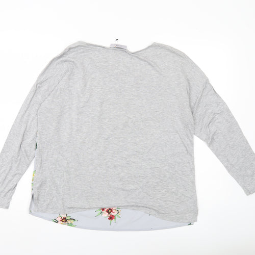 Marks and Spencer Women’s Grey Floral Blouse UK 14 Long Sleeve Tunic