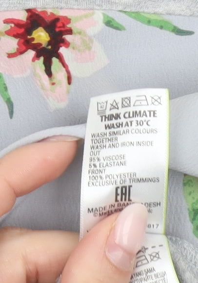 Marks and Spencer Women’s Grey Floral Blouse UK 14 Long Sleeve Tunic