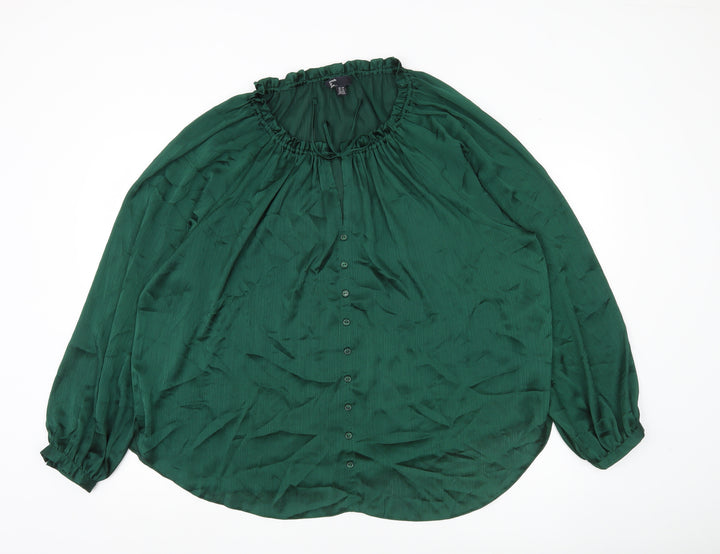 Friends Like These Women’s Green Size 20 Blouse Long Sleeve Button Front