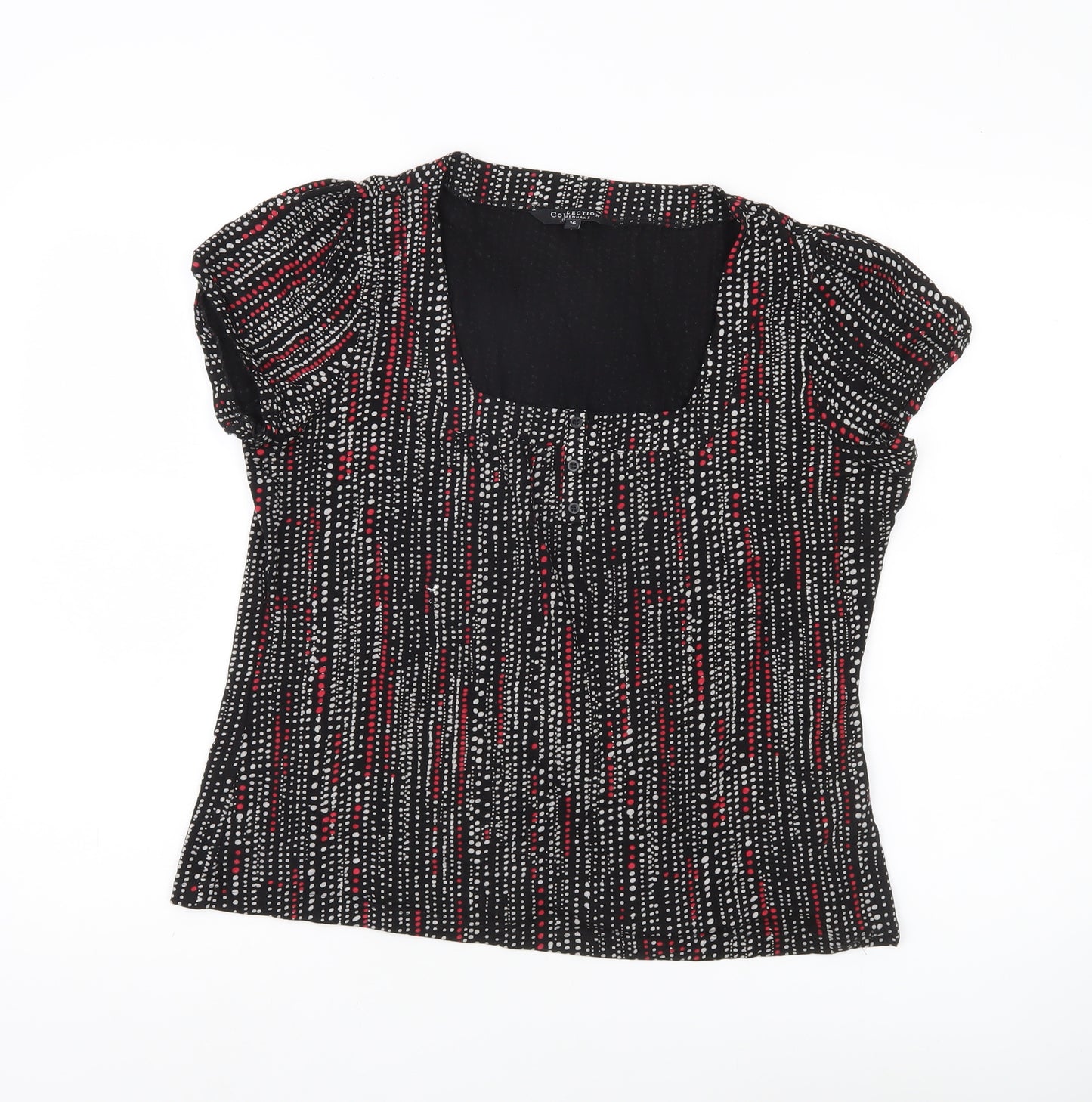 Debenhams Women’s Black Polka Dot Stretch Blouse Size 16