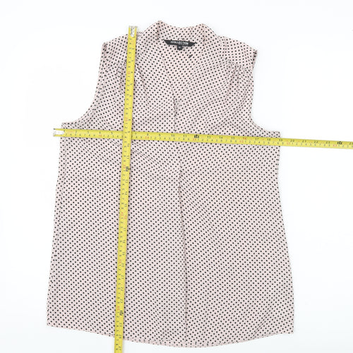 Debenhams Womens White Polka Dot Blouse Size 10 Sleeveless Chiffon