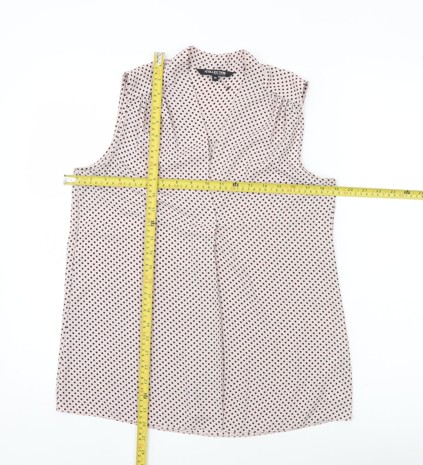 Debenhams Womens White Polka Dot Blouse Size 10 Sleeveless Chiffon