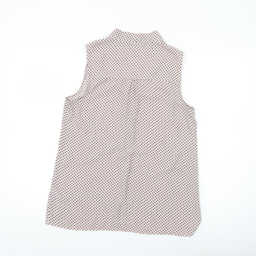Debenhams Womens White Polka Dot Blouse Size 10 Sleeveless Chiffon