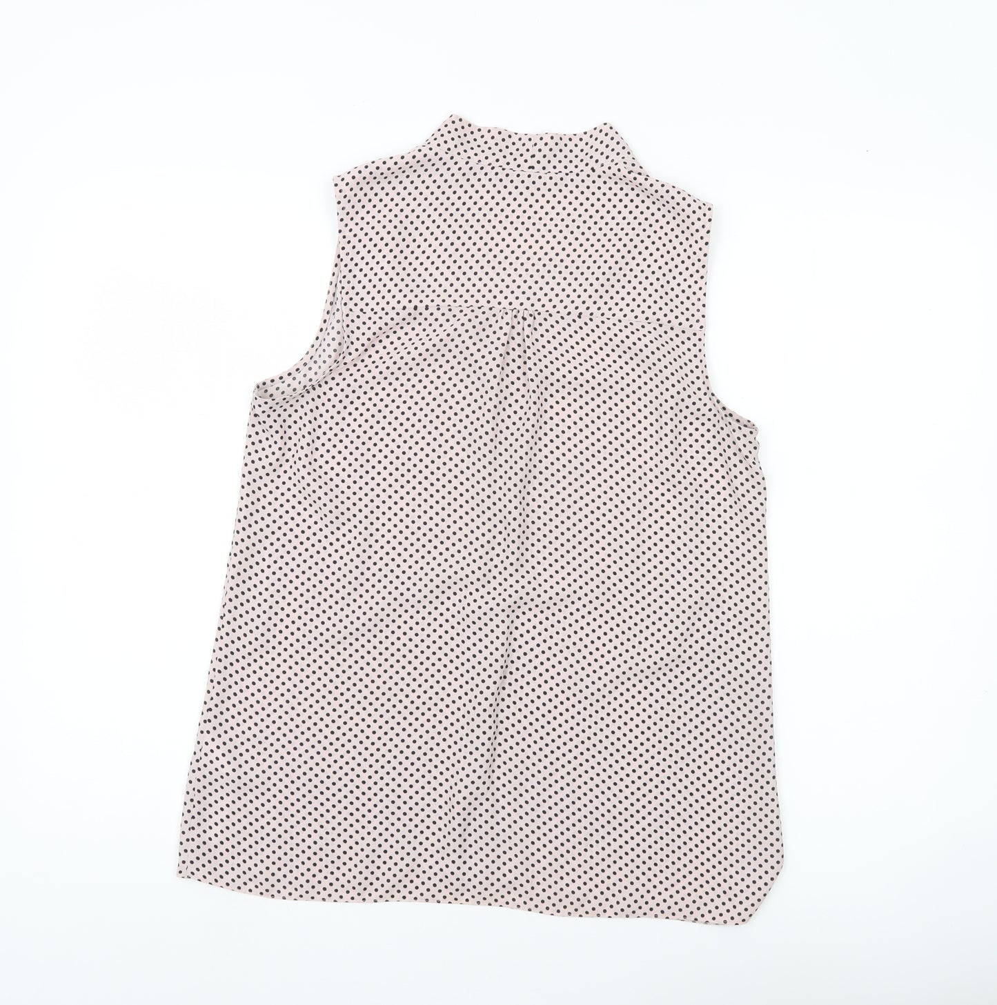 Debenhams Womens White Polka Dot Blouse Size 10 Sleeveless Chiffon