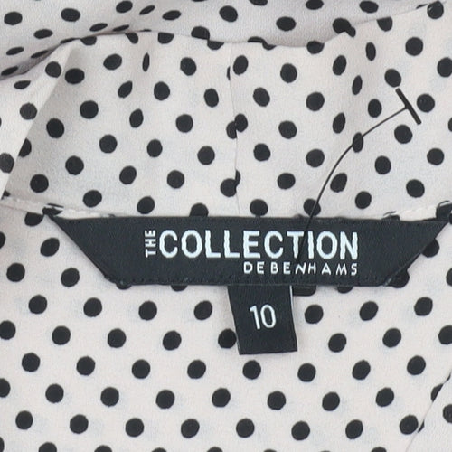 Debenhams Womens White Polka Dot Blouse Size 10 Sleeveless Chiffon