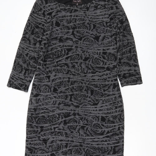 Phase Eight Women Black Size 12 Sheath Knee Length Floral Dress