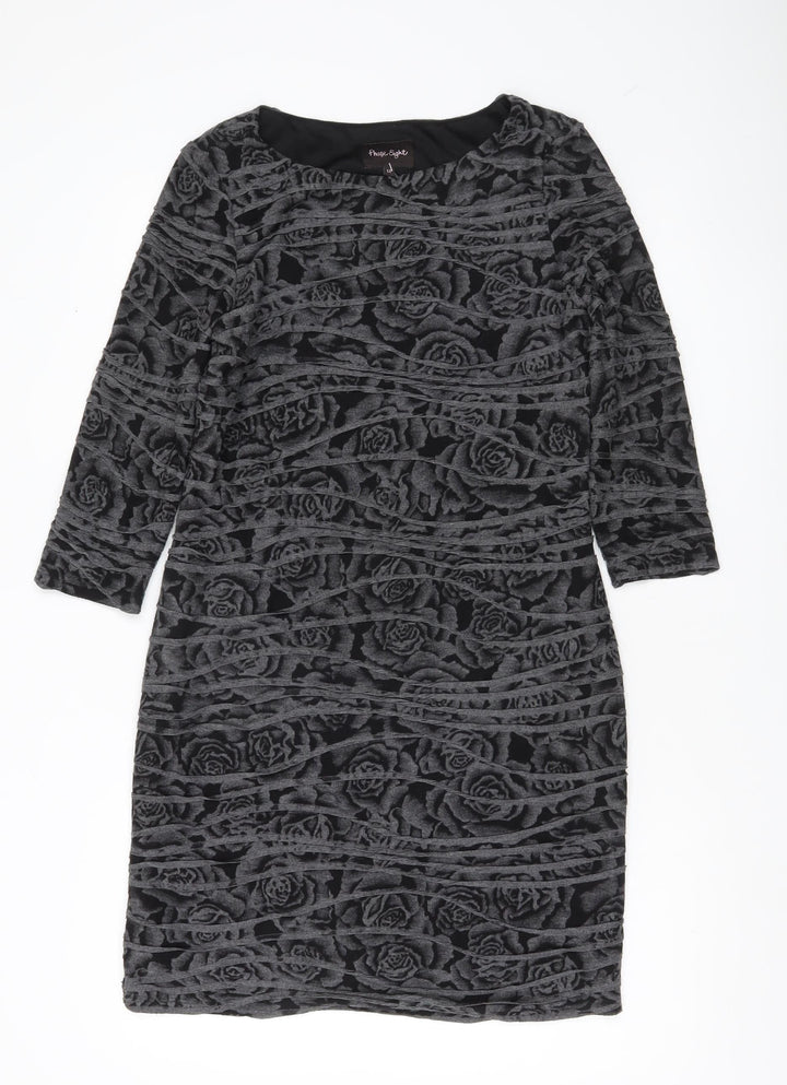 Phase Eight Women Black Size 12 Sheath Knee Length Floral Dress
