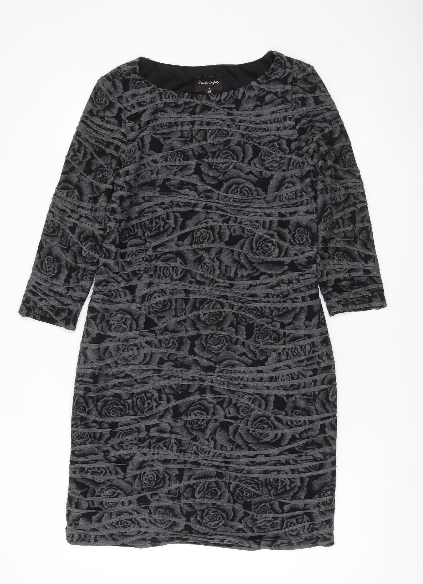 Phase Eight Women Black Size 12 Sheath Knee Length Floral Dress