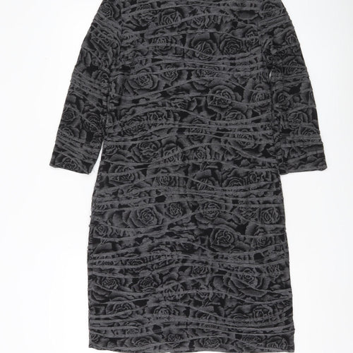 Phase Eight Women Black Size 12 Sheath Knee Length Floral Dress