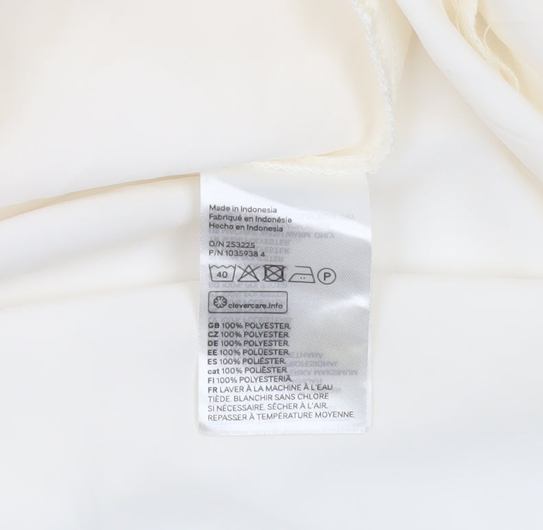 H&M Women Ivory Blouse Size 12 Tunic Long Sleeve V-Neck Top