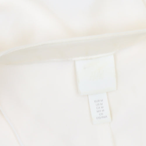 H&M Women Ivory Blouse Size 12 Tunic Long Sleeve V-Neck Top