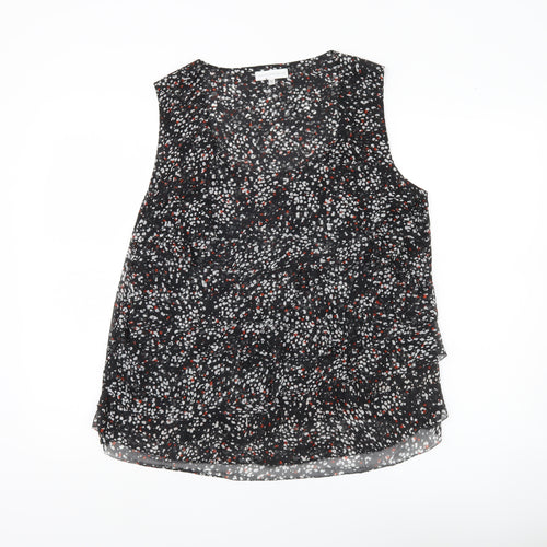 John Rocha Women’s Black Floral Sleeveless Tunic Blouse Size 16