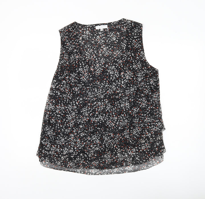 John Rocha Women’s Black Floral Sleeveless Tunic Blouse Size 16