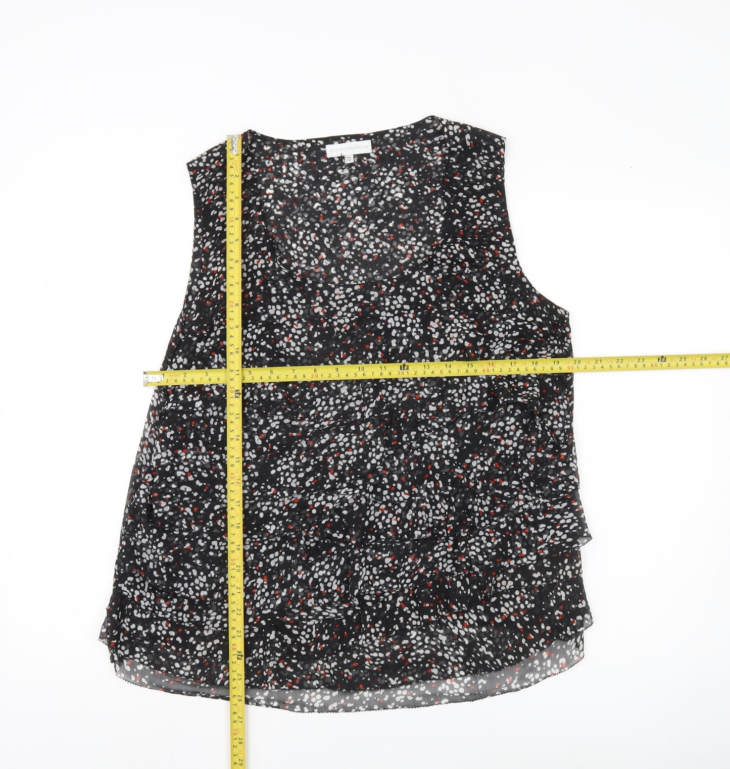 John Rocha Women’s Black Floral Sleeveless Tunic Blouse Size 16