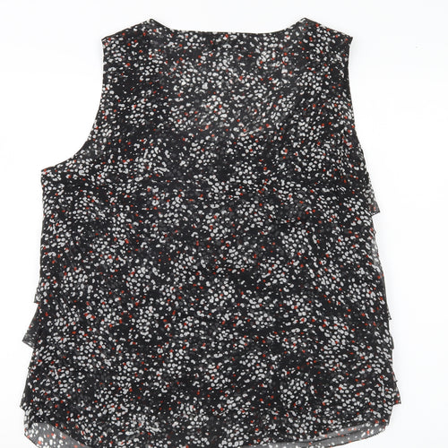 John Rocha Women’s Black Floral Sleeveless Tunic Blouse Size 16