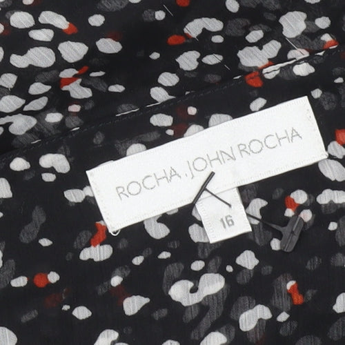 John Rocha Women’s Black Floral Sleeveless Tunic Blouse Size 16