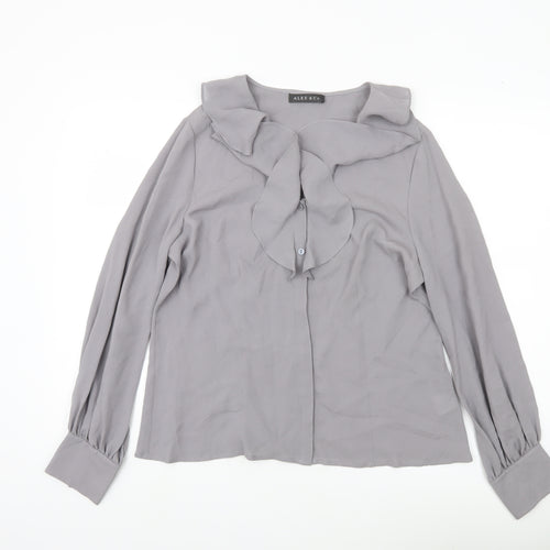 Alex & Co Womens Grey Long Sleeve Ruffle Blouse UK 14