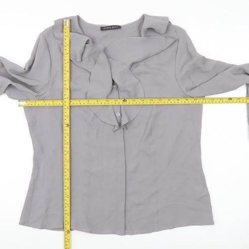 Alex & Co Womens Grey Long Sleeve Ruffle Blouse UK 14