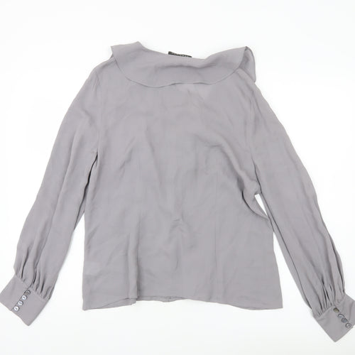 Alex & Co Womens Grey Long Sleeve Ruffle Blouse UK 14
