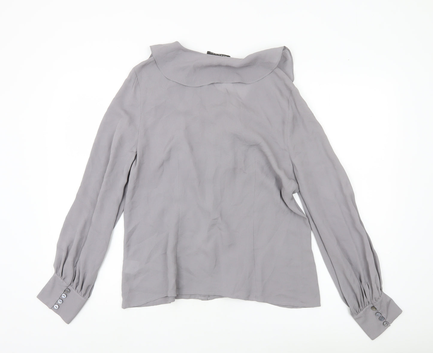 Alex & Co Womens Grey Long Sleeve Ruffle Blouse UK 14