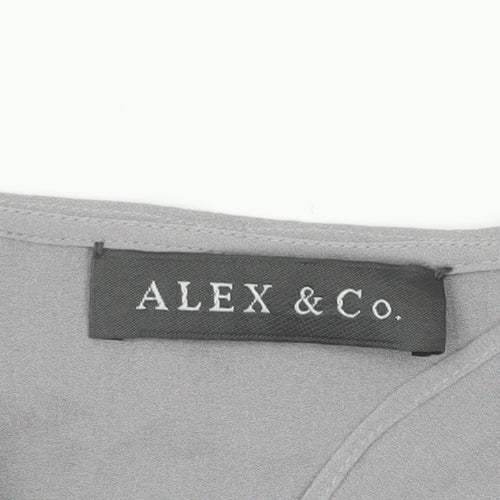 Alex & Co Womens Grey Long Sleeve Ruffle Blouse UK 14