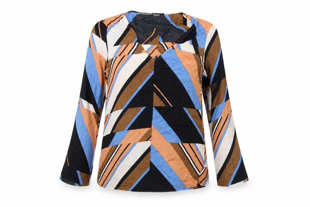 Front view of Massimo Dutti Women’s Multicoloured Tunic Blouse, size UK 6, Viscose