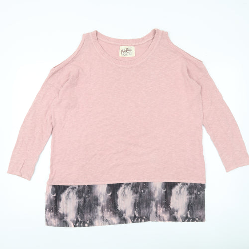 A Postcard From Brighton Womens Pink Cold Shoulder Knit Jumper Size S