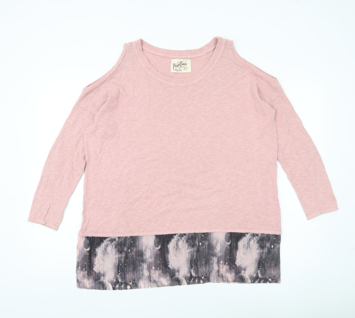 A Postcard From Brighton Womens Pink Cold Shoulder Knit Jumper Size S
