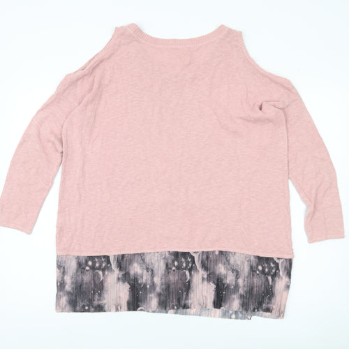 A Postcard From Brighton Womens Pink Cold Shoulder Knit Jumper Size S