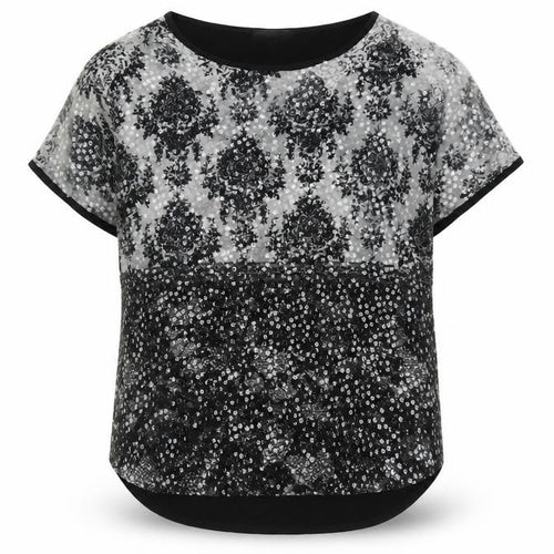 Next Womens Black Sequin Party T-Shirt UK 10 Short Sleeve