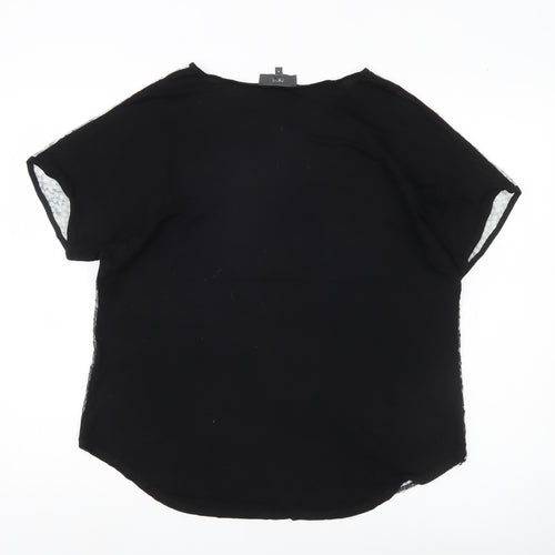 Next Womens Black Sequin Party T-Shirt UK 10 Short Sleeve