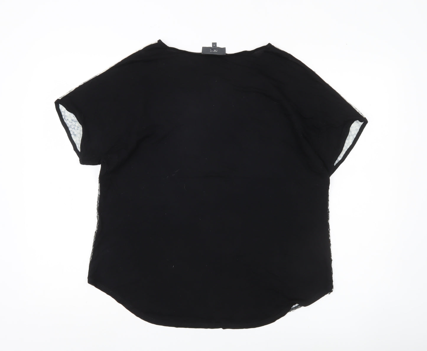 Next Womens Black Sequin Party T-Shirt UK 10 Short Sleeve