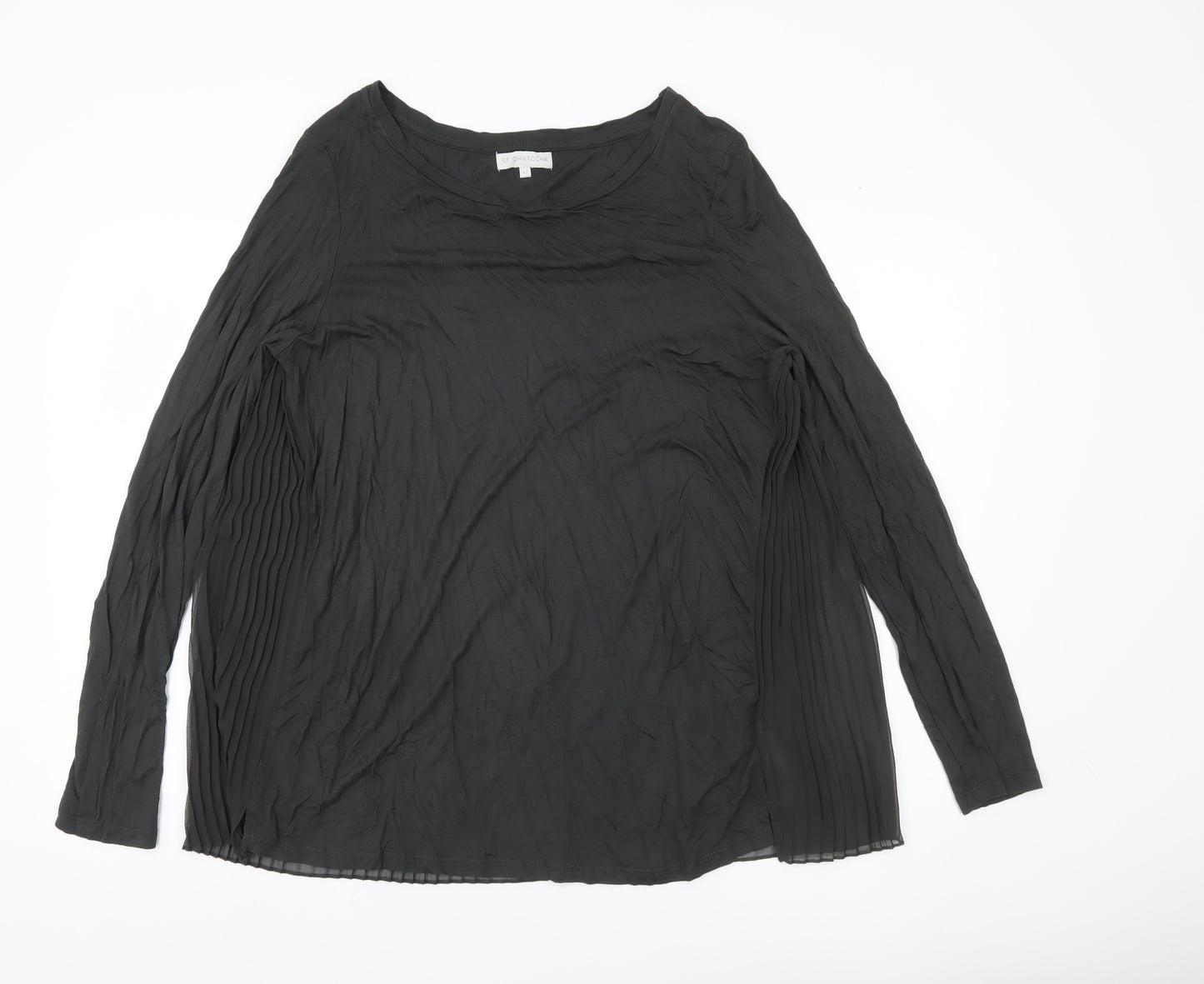RJR John Rocha Women’s Black Tunic Blouse Size 12 Long Sleeve Pleated