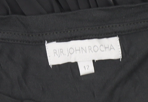 RJR John Rocha Women’s Black Tunic Blouse Size 12 Long Sleeve Pleated