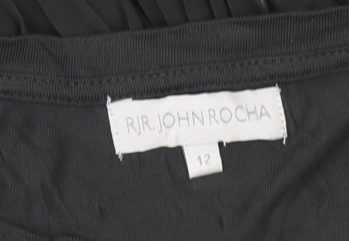 RJR John Rocha Women’s Black Tunic Blouse Size 12 Long Sleeve Pleated