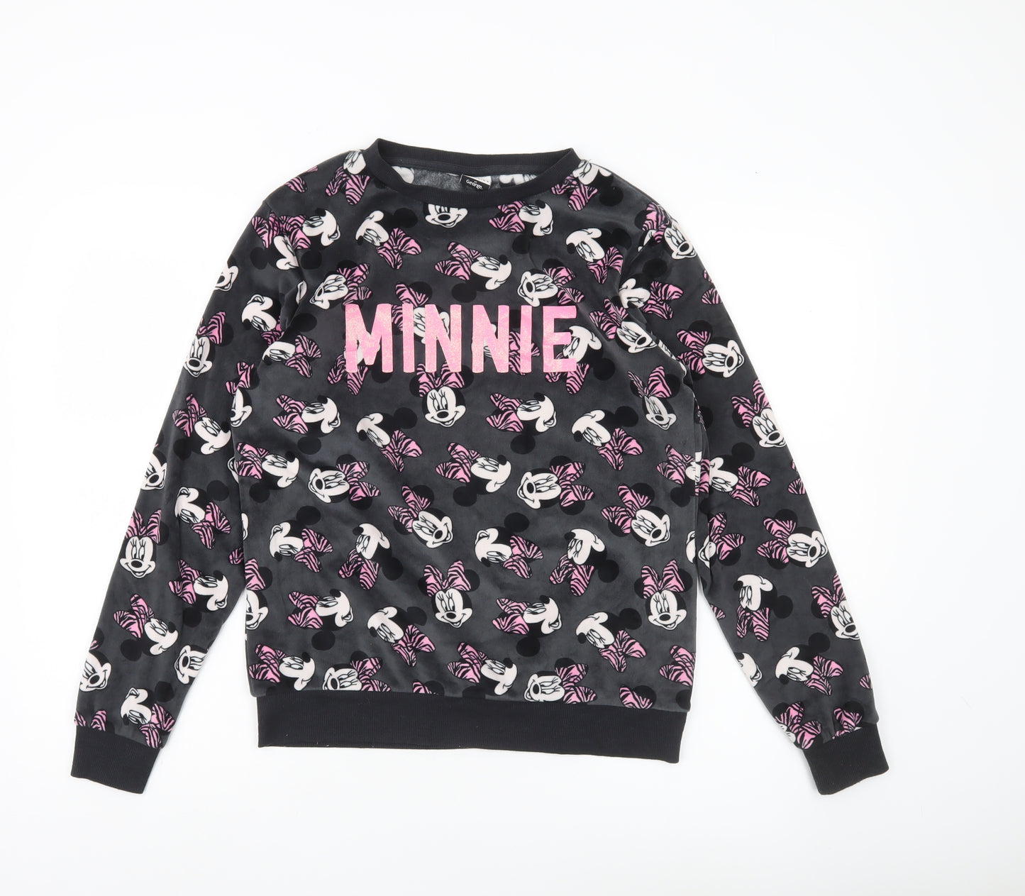 George Teens Black Minnie Mouse Sweatshirt Size 8-10 Regular