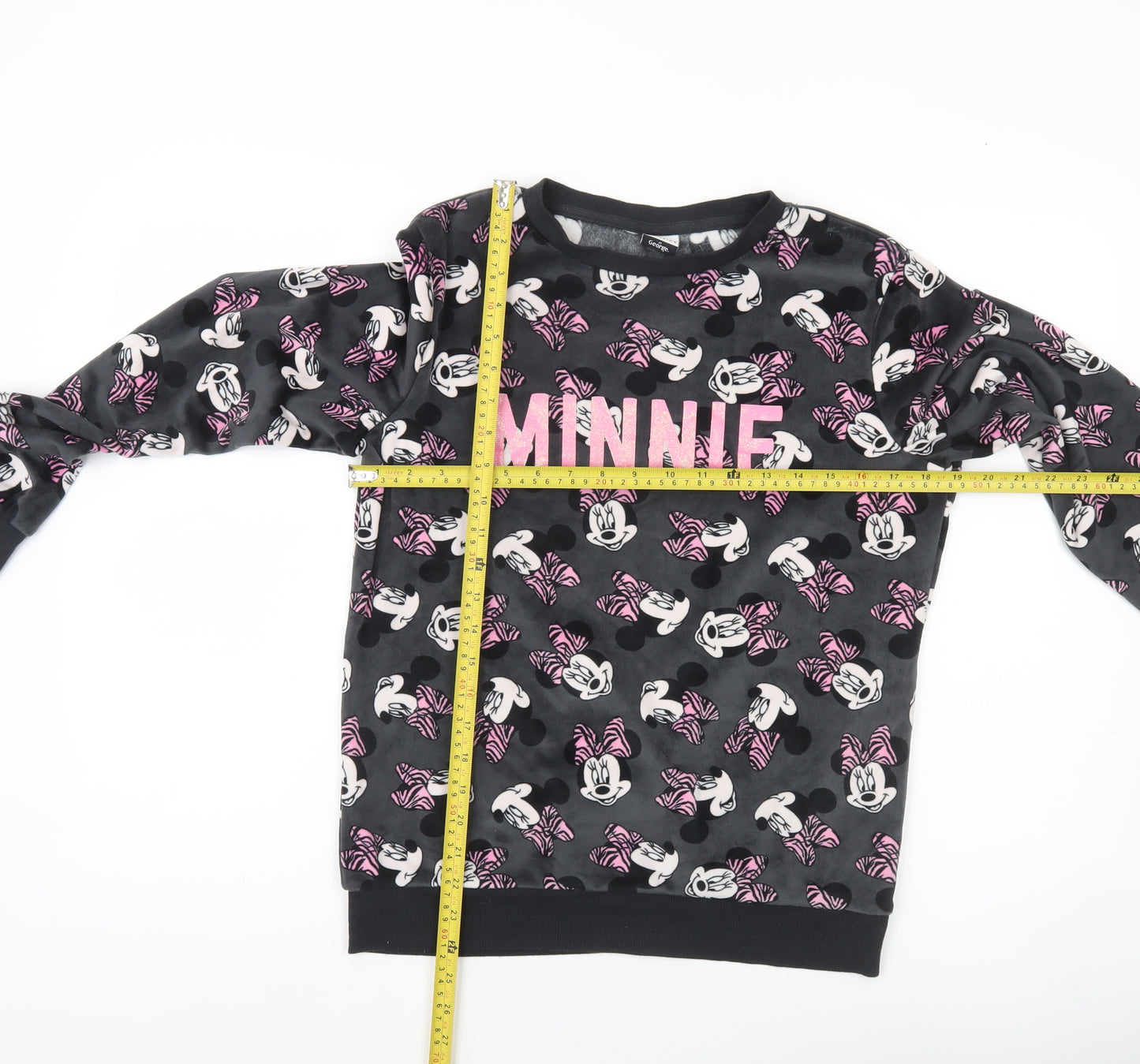 George Teens Black Minnie Mouse Sweatshirt Size 8-10 Regular
